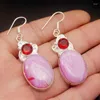 Dangle Earrings Hermosa Arrival BotswanaAgate Red Garnet For Women 2 1/4 Inch A834