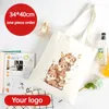 Depolama Çantaları Özelleştirilmiş Tuval Çantası Taşınabilir Çevre Desen Pamuk Baskılı Logo