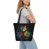 Bolsas de compras Custom Cool Math Rubics Player Bolsa de lona Mujeres Reciclaje de comestibles Cube Lovers Shopper Tote