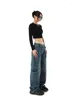 Женские джинсы, синие уличные брюки-карго, винтажные мешковатые 90-е годы Y2k, прямые джинсовые брюки с высокой талией, корейские свободные широкие брюки, одежда