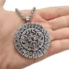 Pendant Necklaces Odin Amulet Raven And Wolf Talisman Jewlery Viking Runes Men Necklace With Symbol Engraved On Back