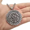 Pendentif Colliers Odin Amulette Raven et Wolf Talisman Bijoux Viking Runes Hommes Collier avec symbole gravé sur le dos