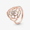 Bague de déclaration en argent Sterling 100% avec pétales de Rose pour femmes, bague de fiançailles, de mariage, à la mode, 3138, 925