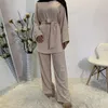 Ubranie etniczne dwuczęściowe zestawy Eid Mubarak kobiety Abaya Turcja Hidżab muzułmańska sukienka Caftan Kaftan Islam Lose szerokie nogi spodnie arabskie stroje arabskie