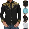 Herren Casual Hemden Mode Vintage Print Und Blusen Western Langarm Baggy Einreiher Streetwear Shirt Tops Kleidung