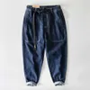 Весна осень новые мужчины мешковатые джинсы уличная одежда грузовые брюки хлопка мужской большой карман повседневная высокая талия свободные брюки