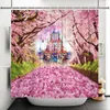 Rideaux de douche Onirique floraison arbre forêt rose fleur champignon rideaux de douche salle de bain baignoire décoration bain rideau décor à la maison 231025