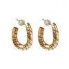 Boucles d'oreilles créoles B lettre irrégulière Vintage Bronze élégant bijoux en métal cadeau Femme mode froide