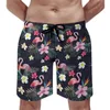 Men's Shorts Summer Gym Tropical Birds Surfing Flamingo White Custom Board Short Pants Classic Comfortable Beach Trunks Plus Size