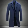 Herrgravrockar Autumn Royal Blue Mens Overcoat Winter Long Coat Män Slim Fit Overdimased Casual Woolen Sleeve Ytterkläder 5xl 4xl