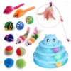 Cat Toys 14PCS/SET Set Feather Ball Mouse Tunnel Teaser Wand Refills Funny Simulation Fluffy Pet Supplies Accessories