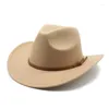 Baretten 3 Size Western Cowboyhoed Mannen Vrouwen Vintage Gentleman Lady Jazz Cowgirl Panama Zon Cap Brede Rand Cloche Fedora hoeden