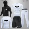 Men's Tracksuits Super Hero Compression T-shirt Men's Sportswear Quick Dry Boxing Jersey Jogging Training Men's Gym Fitness Track and Field Shorts Set Q231025