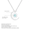 Chains GEM'S BALLET Sun And Moon Necklace For Women 4x6mm Pear Shape Swiss Blue Topaz Sunburst Pendant In 925 Sterling Silver