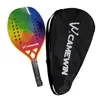 テニスラケットカメウィン100％フルカーボンファイバービーチテニスラケットラフな表面カバーバッグ付きガラスファイバー1つのオーバーグルーギフト高品質231025