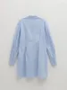 Casual jurken Dames Wit Blauw Shirtjurk Single-Breasted Eenvoudig Lente Zomer 2023 Dames Lange mouwen Ronde kraag Korte gewaden