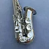 Hög fransk SAS-802 EB E-flat Alto Saxofon Sax Shell Nyckel Carve Mönster Trävind Instrument med fall Övriga Aeccessaries