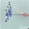 Kota Plush Blue Wand z Bell Kitten Fishes Teaser Sticks Do żucia interaktywne drzewo wędkarstwo Pet Piele Placking Pomysły na upuszczenie DHD12