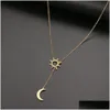 Pendant Necklaces Stainless Steel Sun Totem And Moon Necklace For Women Fashionable Exquisite Summer Must-Have Party Friend Jewelry Dr Otv4N