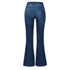 Damenjeans, hohe Taille, Baumwolle, Denim, Flare Bell, lange Länge, Damen, schmal, blau, schwarz, grau, Hose