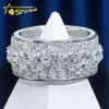 Fina smycken män Förlovningsringar 925 Silver smycken Moissanite Diamond Ring isade ut smycken