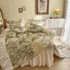 Bedding sets French Country Vintage Botanical Garden Duvet Cover Set 100% Cotton Ruffles Comforter Covers with Zipper Bedskirt Pillowcases 231025