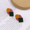 Boucles d'oreilles à clous pour femmes, 6 pièces, mode coréenne, accessoires, couture, Collision, couleur géométrique, Patch en résine, matériel, bijoux à faire soi-même