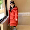 Manteau en duvet Long noir pour enfants, avec doublure, au-dessus du genou, pour garçons et filles, petit canard blanc, hiver