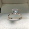 Real Solid 925 Sterling Silver Ring Luxury 2Ct Cushion cut Diamond stone Wedding Engagement Rings For Women Fine Jewelry gift207A