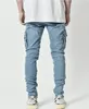 Jeans voor heren 2023 Street Small Feet Slim Body Hole Multi-Pocket Leisure Cargo Denim P Ants