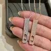 Chains Pure 925 Sterling Silver Jewelry For Women Lock Necklace Thick Pendant Luck Rose Gold Wedding Full Diamond