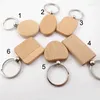 Keychains 15PCS/Lot Wooden Blank Round Rectangle Key Chain DIY Promotion Pendant Wood Keychain Tags Promotional Keyring Party Gift Jewelry