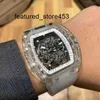 Uurwerkhorloge Richd Mill Watch Designer Mechanica Polshorloge Zakelijk Vrije tijd Rm055 Automatisch mechanisch Kristallen kast Witte tape Heren