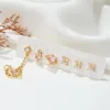 Orecchini a bottone Ins Vintage squisito cuore rosa luna orecchino fiore placcato oro zircone set per donne ragazze regalo di gioielli di moda