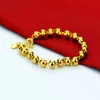 Contratado charme dourado frisado moda feminina ouro redondo grânulo pulseira encantadora senhora jóias mão inteira catenária bangle3019