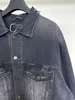 Modemarke Bale Workwear-Jackenmantel, geflickt, zerrissen, gewaschene Jeansjacke, Vintage-Erosion, Zerstörung, abgenutzte Lightning-Jeansjacke für Herren