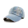 Bola bonés mulheres chapéu diamante flor cowboy feminino osso boné de beisebol verão estilo casquette jeans chapéus chapeau femme