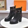 Роскошные дизайнерские женские ботинки из натуральной кожи, мотоциклетные ботинки Martin, зимние ботинки на массивном каблуке, классические принты, ботильоны на высоком каблуке, обувь для вечеринок, размер 35-40