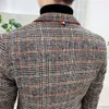 Grid Brand Clothing Men Spring Casual Business Suit Manlig högkvalitativ bomullsslim Fit Blazers Jackor Man Plaid Coats S XL