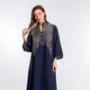 Etniska kläder Dubai Abaya Kvinnor Embridery Muslim Long Maxi Dress Turkiet Arabiska Kaftan Eid Party Ramadan Robe Marocko Evening Jalabiya