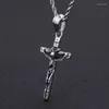 Pendentif Colliers Vintage Hommes Punk Croix Tête Fantôme En Acier Inoxydable Hiphop Collier Pour Hommes Christian Religiou Bijoux