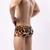 Unterhosen Herrenunterwäsche Mode Leopardenmuster Atmungsaktiv U Konvexer Beutel Sexy Boxershorts Kopf