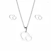 Collier boucles d'oreilles ensemble coréen en acier inoxydable mode Double coeur pendentifs colliers pour femmes hommes Collier Femme