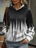 Women's Hoodies Plus Size Casual Sweatshirt Print Long Sleeve Slight Stretch Hoodie With Kangaroo Pocket