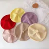 Hattar Autumn Winter Candy Color Baby Hat Retro Solid virka stickade basker Kids Girls Korean Elegant Warm Cap