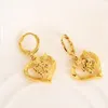 Mode 18 K Fine Real Gold GF Dubai Romantic Heart Love Rose Pendant Halsbandörhängen Set Wedding Png smyckesuppsättningar för kvinnor2201