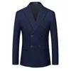 Costumes pour hommes Printemps Style britannique Slim Fit Blazer de couleur unie pour hommes 2023 Mode Double boutonnage Bureau d'affaires Robe de mariée Veste de costume