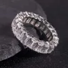 Ol1433 bijoux fins de mariage taille émeraude 3x5mm Moissanite diamant 925 argent femmes bague d'éternité complète