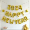 Julekorationer 16 tum Merry Letter Foil Balloons 2024 Happy Year Banner Globos Xmas Ornament Party Supplies 231025