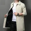 Men s Trench Coats BROWON Coat Men 2023 Spring and Autumn Korean Fashion Long Jacket for Turn Down Business Casual Windbreaker Clothes 231025